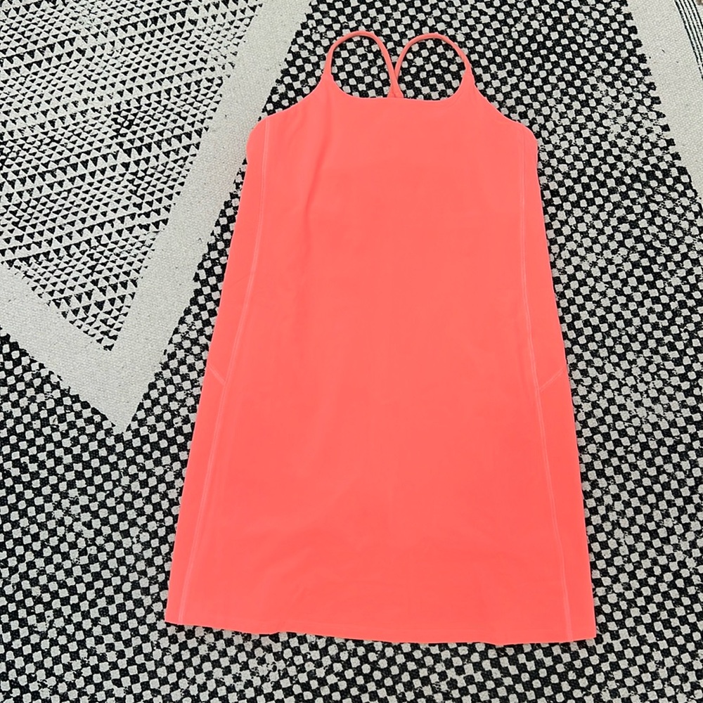 Athleta Girl coral tennis dress Size L/12 built in bra & shorts